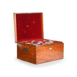 Victorian silver tea and coffee box open