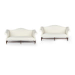 Pair of mahogany sofas from Powderham Castle sofas/settees