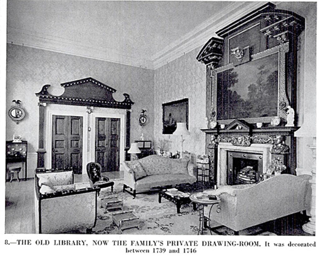 Pair of mahogany sofas from Powderham Castle sofas/settees - original image