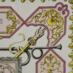 A fine framed Hermès 90 silk square of Ludvicus Magnus (Louis XIV) designed by Françoise de la Perriere details