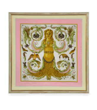 A fine framed Hermès 90 silk square of Cerès, by Françoise Faconett, circa 1967